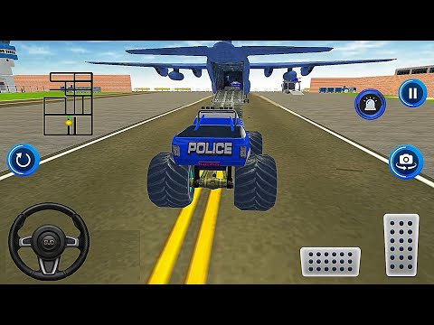 Transporting Monster Truck in Cargo Plane - Police Car Transporter Simulator - Android Gameplay FHD