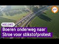 Trekkers onderweg naar Stroe voor boerenprotest (dronebeelden)
