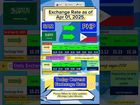 Saudi Riyals to Philippine Peso exchange rate as of Apr 01, 2025. #exchangerate #saudiriyalrate #ofw