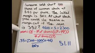 How to Find Margin Call Stock Price from a Short Sell (Example Problem)