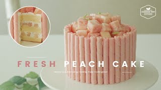 생!🍑 복숭아 케이크 만들기 : Fresh Peach Cake Recipe - Cooking tree 쿠킹트리*Cooking ASMR