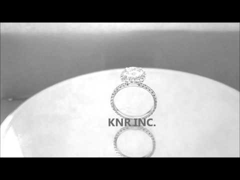 18K WHITE GOLD ROUND CUT DIAMOND ENGAGEMENT RING HALO PRONG SET 2.68CTW - KNR INC - 416