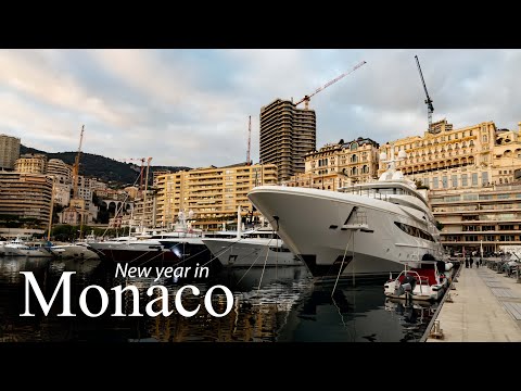 New Year  2025 in Monaco. Driving to Monaco and walking tour of Monte Carlo (4K video)