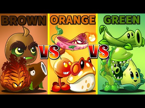 PvZ 2  Team  Green Vs Orange Vs Brown Team Plant Vs Team Plant-Who Can Win?Plants Vs Zombies 2