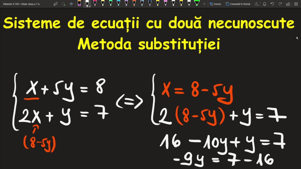Metoda substitutiei sisteme de ecuatii clasa 7 Exercitii(Invata Matematica Usor-Meditatii Online)