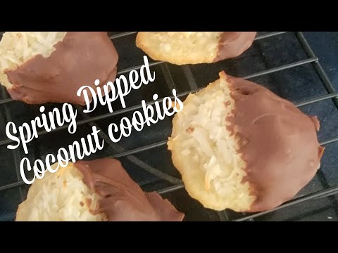 Chocolate Dipped Coconut Cookies/ Light Spring Cookie