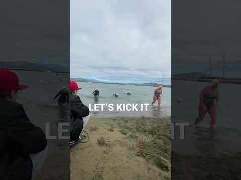 Girl takes a header after Alcatraz swim 🏊‍♀️ 🦈