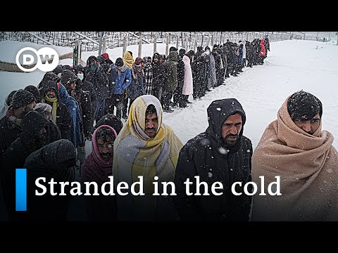 在波斯尼亞的歐盟邊境，難民被困在冬天的避難所裡，DW新聞網 (Refugees stuck in winter shelters at EU border in Bosnia | DW News)