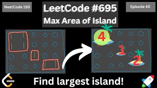 YouTube video 'LeetCode #695 (Max Area of Island) using Python | Solving all 150 NeetCode Problems | Episode 40'