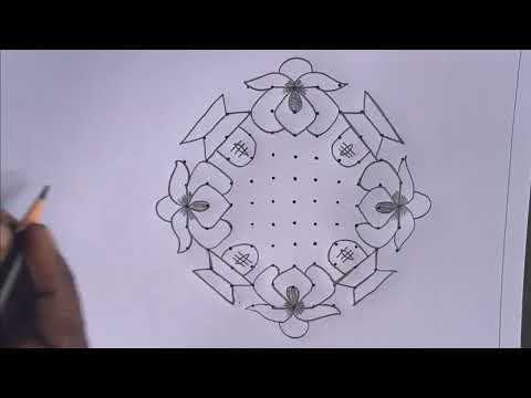 Shivaratri flower kolam 🌺 11*5*5 dots latest rangoli design #kolam #dialyrangoli #rangolidesigns 