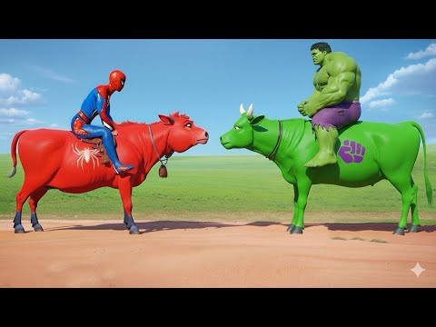 GTA 5 Cow Spiderman Vs TUNG TUNG TUNG With Spider Shark Spider on Bridge Rainbow Superheroes Game