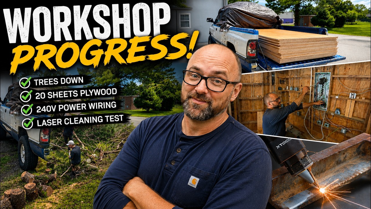 The road back to boat work: Cutting trees, picking up plywood, and 240V in the shop. Ep. 691