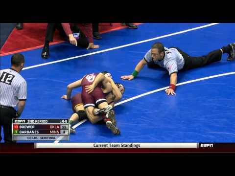 2015 NCAA 133 lb Semi Final: Cody Brewer (OU) v Dardanes (Minn)
