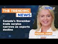 Canada's November trade surplus narrows as exports decline