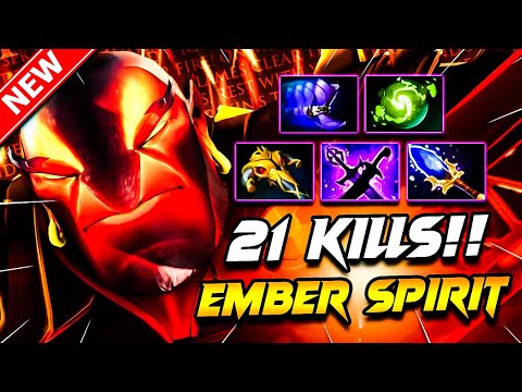 EMBER SPIRIT Dota 2 Gameplay | x21 Kills!! Ember Spirit DOTA 2 Carry Build Pro Gameplay 7.39
