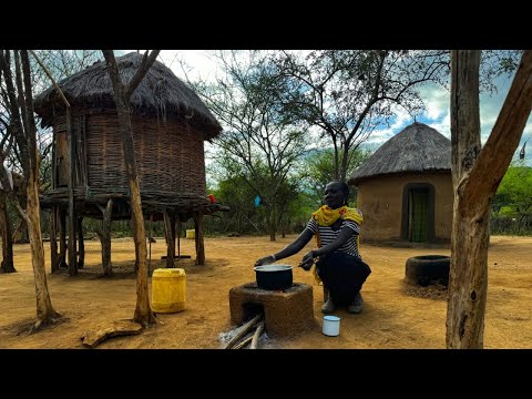 African village life#cooking  Village food Millet,sorghum and cassava porridge