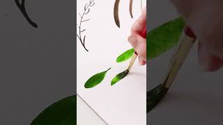How to paint simple leaves in watercolor #watercolorbasics #floralwatercolor #artshorts