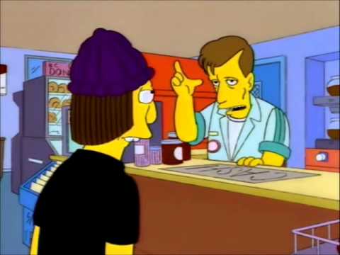 Jimbo gives acting advice to James Woods at the Quick-E-Mart