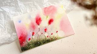 Dreamy Watercolor Wildflowers | Fast Painting Wet on Wet in 4 Minutes