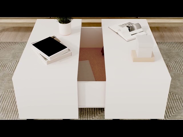 Vidéo teaser pour 806867 vidaXL Coffee Table White 75x75x38 cm Engineered Wood