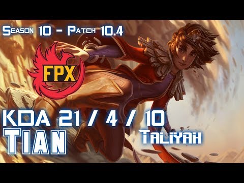 FPX Tian TALIYAH vs KINDRED Jungle - Patch 10.4 KR Ranked