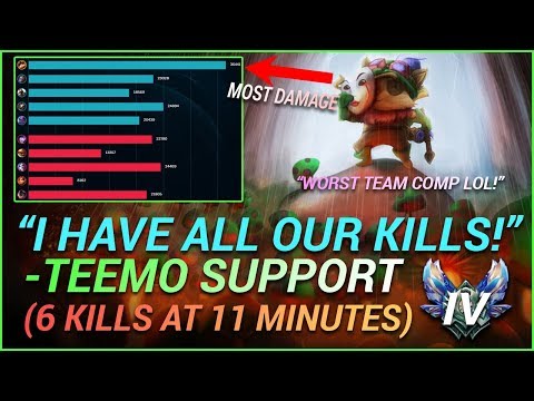 TEEMO SUPPORT CARRIES AN IMPOSSIBLE GAME! MOST DAMAGE DONE AS SUPPORT!