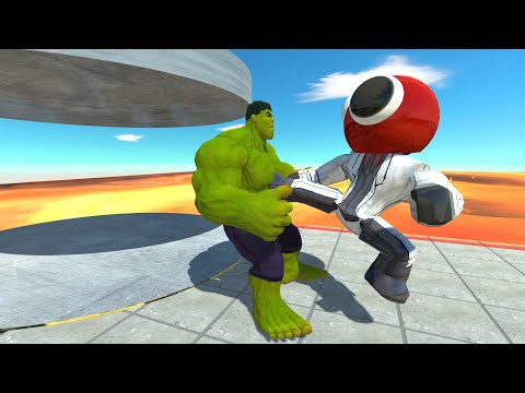 Rainbow Friends Red Kick All Units Into Hydraulic Press - Animal Revolt Battle Simulator