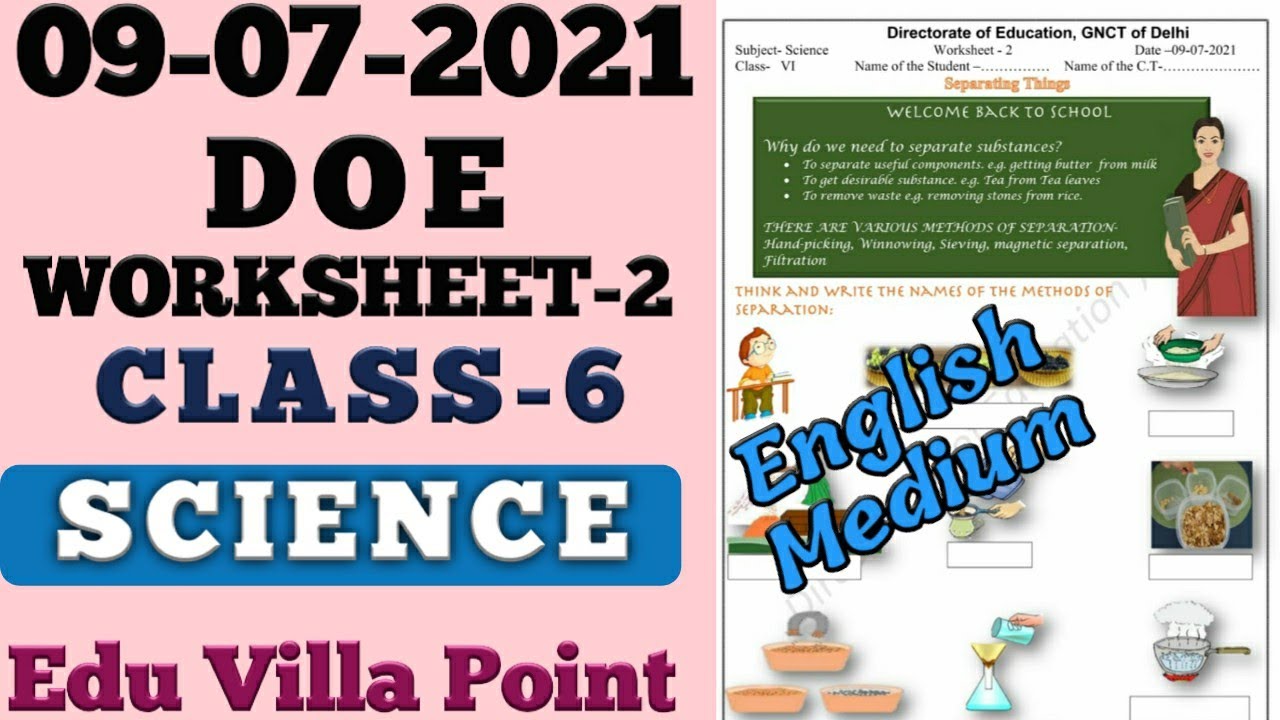 Class 6 Science Worksheet 2 (09/07/2021) English Medium |Class 6 Science  | Edu Villa Point