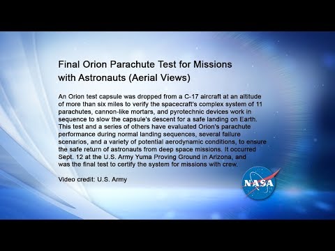 Final Orion Parachute Test for Missions with Astronauts (Aerial views)