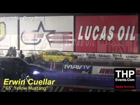 ‪Erwin Cuellar‬ 65 Yellow Mustang Irwindale Drag Strip