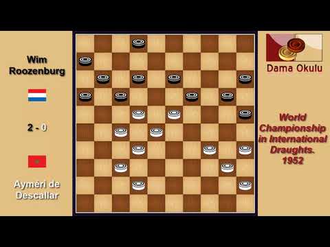 Ayméri de Descallar (MAR) - Wim Roozenburg (NLD). Draughts World Championship. 1952.