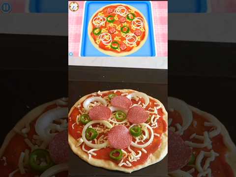 Pizza from Cooking Mama 🍕🫑🧅 #pizza #pizzalover #cookingmama #gaming #dough #shorts #food #games