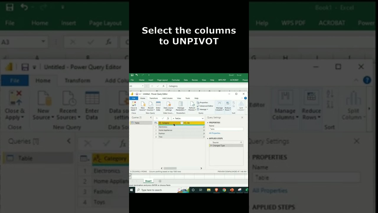 Unpivot Pivot data | Normalize/Transpose data | Data Cleaning | Data Analytics | Power Query (BI)