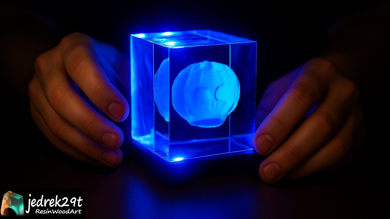 3D Hologram Project from Clear Epoxy / Halloween SKULL in RESIN