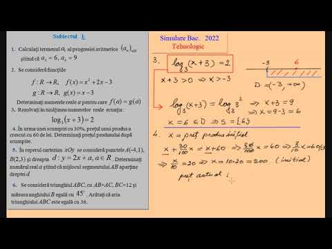 Subiect simulare Matematica 2022 - Tehnologic