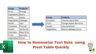 How to Summarize the Text Data Using Pivot Table