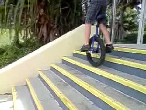 jumping down stairs on unicle + slowmo