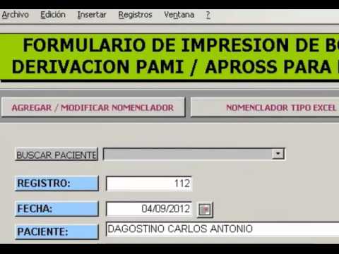BONOS DERIVACION PAMI APROSS SISTEMA DE GESTION E IMPRESION