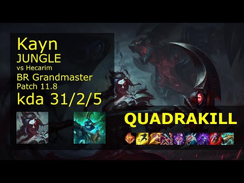 Kayn Jungle vs Hecarim - BR Grandmaster 31/2/5 Patch 11.8 Gameplay