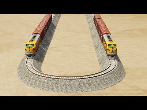 Weird Mistake U Shape Rail Track Crossing Trains - BeamNG.Drive