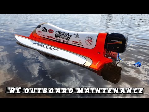 Mercury style TFL large RC outboard  motor maintenance and overview.