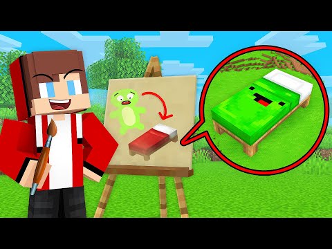 JJ use DRAWING MOD to Shapeshift Mikey Into a BED in Minecraft (Maizen)