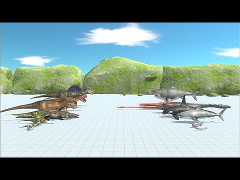 CARNIVORE DINOSAURS WITH PURUSAURUS VS AQUATICS - Animal  revolt Battle Simulator