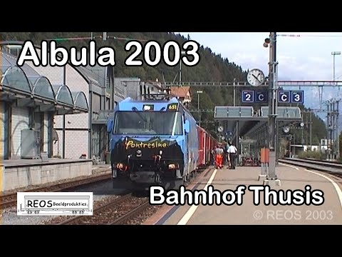 2003 [SDw] Albula Line part 1 of 4 - Bahnhof Thusis - Amazing classic RhB - Shunting freight!