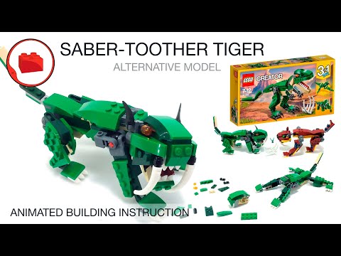 Lego Saber-toothed Tiger Animal MOC - Lego Creator 31058 alternative build tutorial