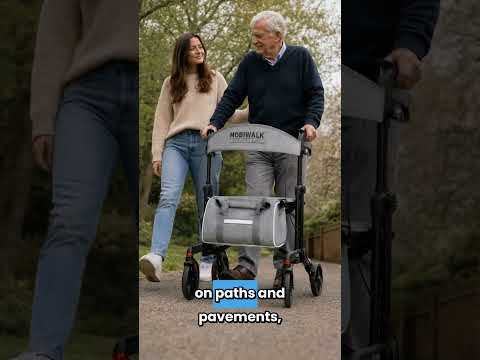 MobiWalk® SIT-RIGHT Rollator Walker with Adjustable Seat & Handles | Indoor & Outdoor Rollator | Extra Wide Padded Backrest | 8” Wheels with Brakes & Parking Lock