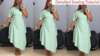 How to Sew an Elegant Asymmetrical Midi Dress | Step-by-Step Sewing Tutorial