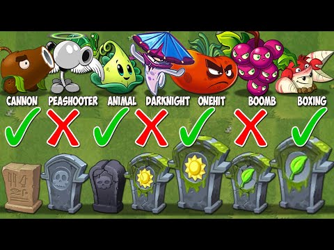 PvZ2 Challenge - All Plants Max Level Using 1 Plant Food Vs All Grave Stones - Which Plants Can Win?