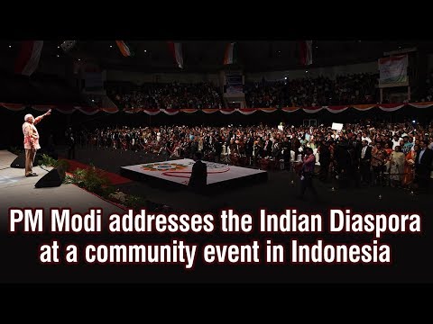 PM Modi addresses the Indian Diaspora at a community event in Indonesia