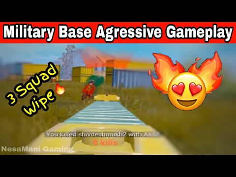 Agressive Gameplay at Military base in PUBG MOBILE | 3Squad wipe